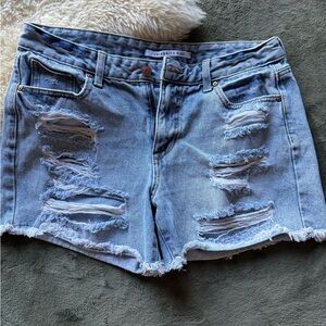 Celebrity Pink Blue Distressed Jean Shorts Casual